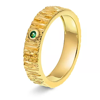 Janne Formoe by Pan Jewelry, Ring i forgylt sølv med grønn zirkonia
