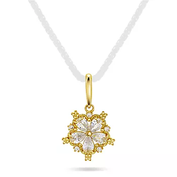 Pan Jewelry, Anheng i 585 gult gull med zirkonia og blomst