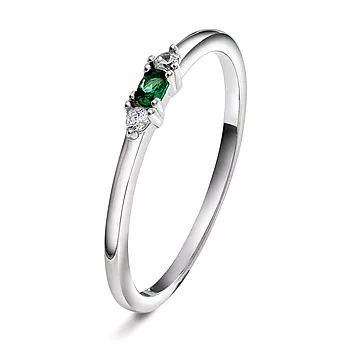 Pan Jewelry, Ring i 925 sølv med zirkonia og grønn sten
