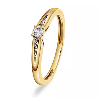Pan Jewelry, Ring i 585 gult gull med diamanter 0,13 ct