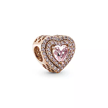 Pandora, Charms i rosèforgylt 925 sølv med hjerte