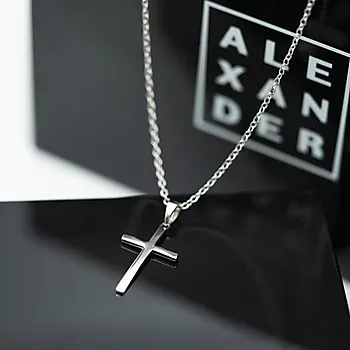 Bilde nummer 3 av Alexander, Smykke i rhodinert 925 sølv med kors