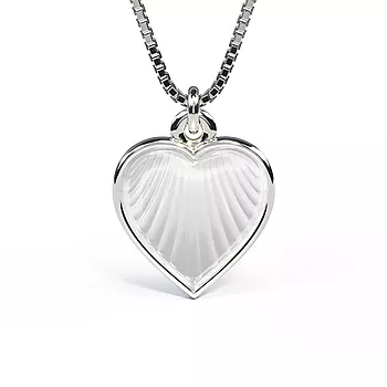 Pia&Per, Smykke i 925 sølv med hvitt emalje hjerte - Medium