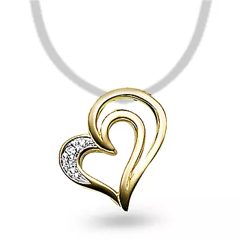 Pan Jewelry, Anheng i 585 gult gull med hjerte og diamant 0,005 ct