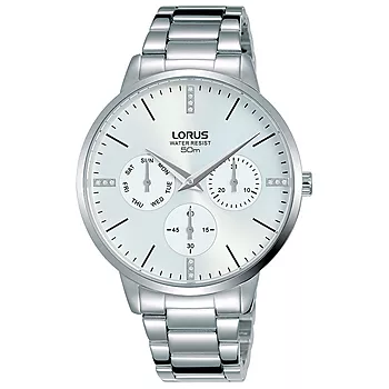 Lorus, Dameklokke i stål med lenke og hvit skive med chronograph