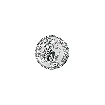 Sylvsmidja, Myntknapp i 830 oksidert sølv, 16 mm