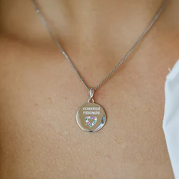 Bilde nummer 3 av Pan Jewelry, Smykke i 925 sølv med zirkonia med teksten "FOREVER FRIENDS"