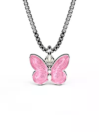 Pia&Per, Smykke i 925 sølv med rosa emalje sommerfugl