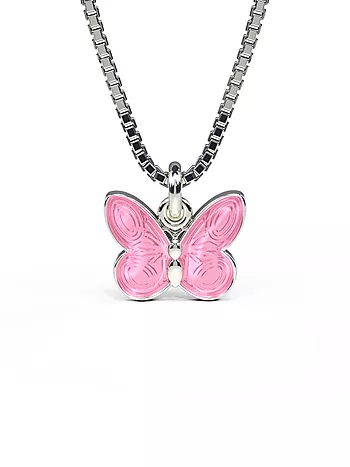Pia&Per, Smykke i 925 sølv med rosa emalje sommerfugl