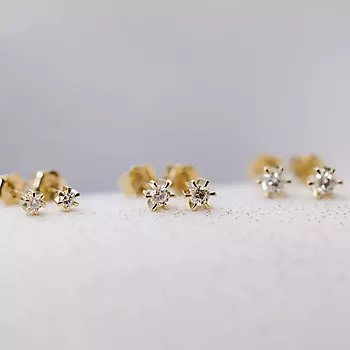 Bilde nummer 3 av Pan Jewelry, Isabella enstens øredobber i 585 gult gull med diamant 0,20 ct WSI