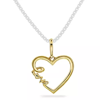 Pan Jewelry, Anheng i 585 gult gull hjerte med teksten "Love"