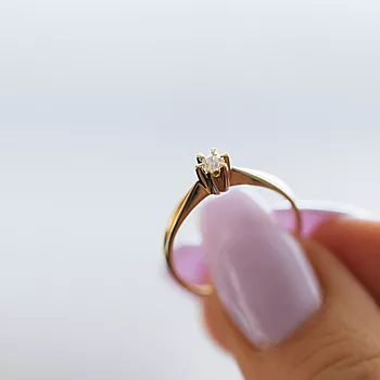 Bilde nummer 3 av Pan Jewelry, Isabella enstens ring i 585 gult gull 0,10 ct WSI