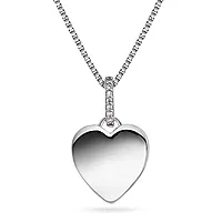 Pan Jewelry, Smykke i 925 rhodinert sølv med hjerte og zirkonia i hempen