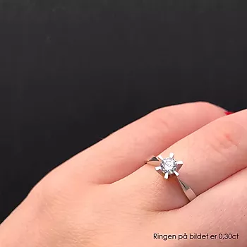Bilde nummer 3 av Pan Jewelry, Isabella enstens ring i 585 hvitt gull med diamant 0,15 ct WSI
