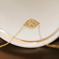 Bilde nummer 2 av Pan Jewelry, Armbånd i 585 gult gull med zirkonia og kompass