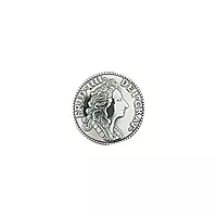 Sylvsmidja, Myntknapp i 830 oksidert sølv, 19 mm