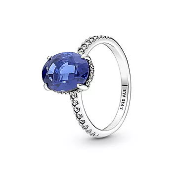 Pandora, Ring i 925 sølv med blå krystall