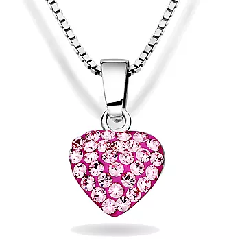 Prins & Prinsesse, Smykke til barn i sølv med rosa krystall og hjerte