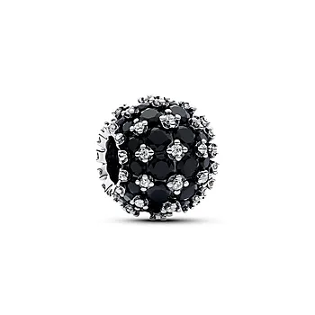Pandora Moments, Charm i 925 sølv med funklende pavé rund i svart