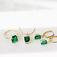 Bilde nummer 4 av Michelle, Smykkesett med diamanter 0,46 ct og hydrotermisk smaragd