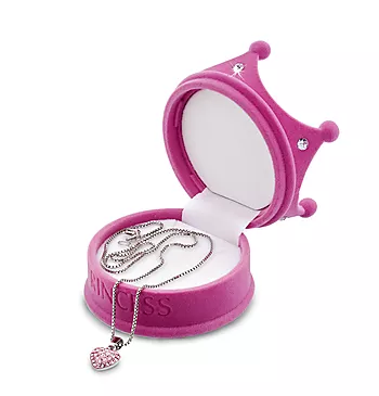 Bilde nummer 2 av Prins & Prinsesse, Smykke til barn i sølv med rosa krystall og hjerte