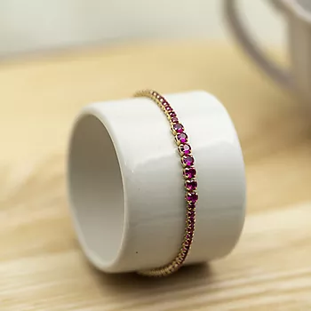 Bilde nummer 2 av Pan Jewelry, Armbånd i forgylt 925 sølv med rosa zirkonia
