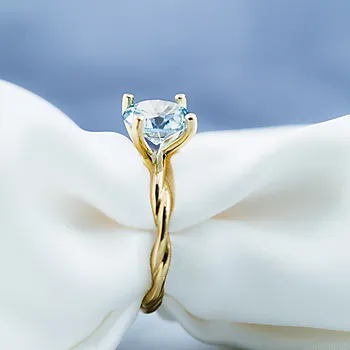 Bilde nummer 3 av Pan Jewelry Drops, Ring i 585 gult gull med syntetisk akvamarin