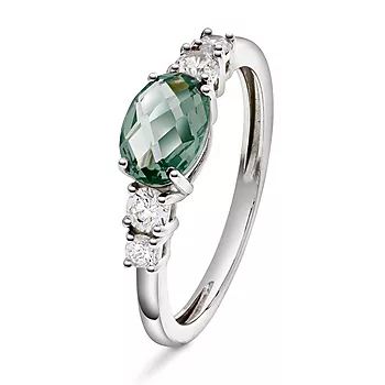 Pan Jewelry, Ring i 925 sølv med grønn zirkonia