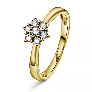 Elsa, Ring i 375 gult gull med diamanter 0,25 ct