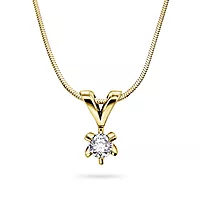 Pan Jewelry, Isabella enstens anheng i 585 gult gull med diamant 0,20 ct WSI