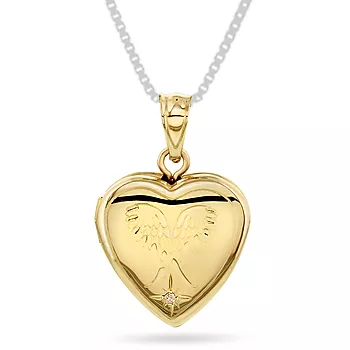 Pan Jewelry, Medaljong i 585 gult gull med hjerte og diamant 0,01 ct