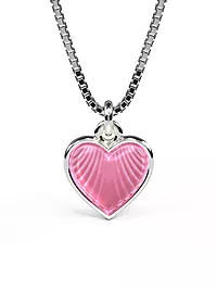 Pia&Per, Smykke i 925 sølv med rosa emalje hjerte - Liten