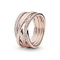 Pandora, Ring i rosèforgylt 925 sølv med zirkonia