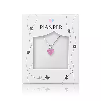Bilde nummer 2 av Pia&Per, Smykke i 925 sølv med rosa emalje hjerte - Liten