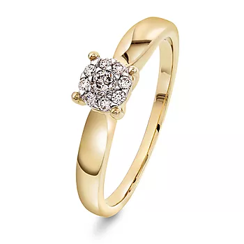 Pan Jewelry, Ring i 585 gult gull med diamanter 0,17 ct
