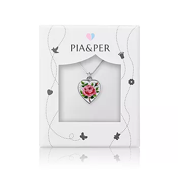 Bilde nummer 2 av Pia&Per, Smykke i 925 sølv i hjerte med malt rose i emaljen - Medium