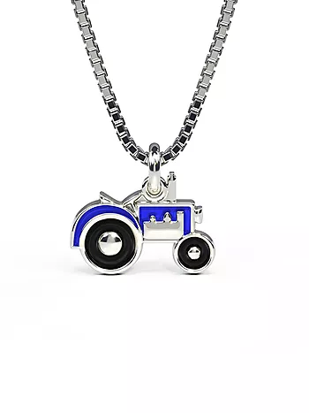 Pia&Per, Smykke i 925 sølv med traktor i blå emalje