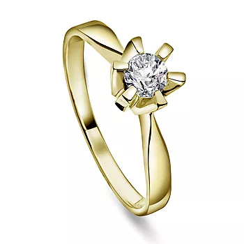 Pan Jewelry, Isabella enstens ring i 585 gult gull 0,30 ct WSI