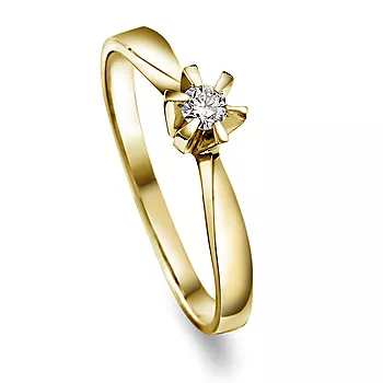 Pan Jewelry, Isabella enstens ring i 585 gult gull 0,10 ct WSI