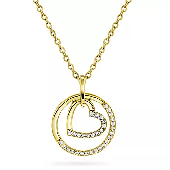 Pan Jewelry, Smykke i 925 forgylt sølv med hjerte i sirkel og zirkonia