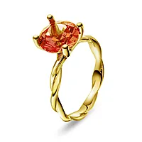 Pan Jewelry Drops, Ring i 585 gult gull med syntetisk Padparascha