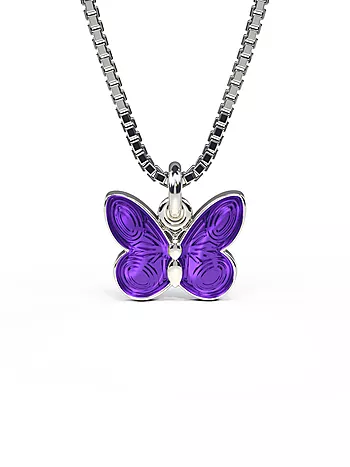 Pia&Per, Smykke i 925 sølv med lilla emalje sommerfugl