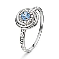 Pan Jewelry, Ring i 925 rhodinert sølv med blå og hvit zirkonia