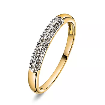 Pan Jewelry, Ring i 585 gult gull med diamanter 0,15 ct