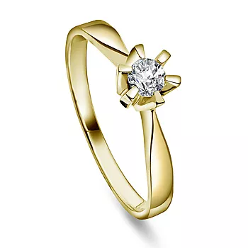 Pan Jewelry, Isabella enstens ring i 585 gult gull 0,20 ct WSI