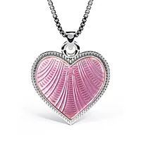 Pia&Per, Smykke i 925 sølv med rosa emalje hjerte - Stor