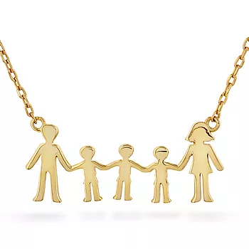 Pan Jewelry, Familiesmykke med mor, far og tre sønner i forgylt 925 sølv