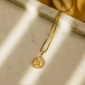 Bilde nummer 2 av Pan Jewelry, Anheng i 585 gult gull horoskop Vannmannen