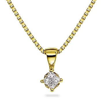 Leah, Smykke i 585 gult gull med diamanter 0,15 ct