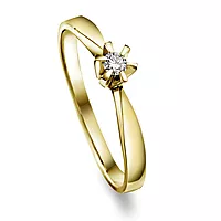 Pan Jewelry, Isabella enstens ring i 585 gult gull 0,05 ct WSI
